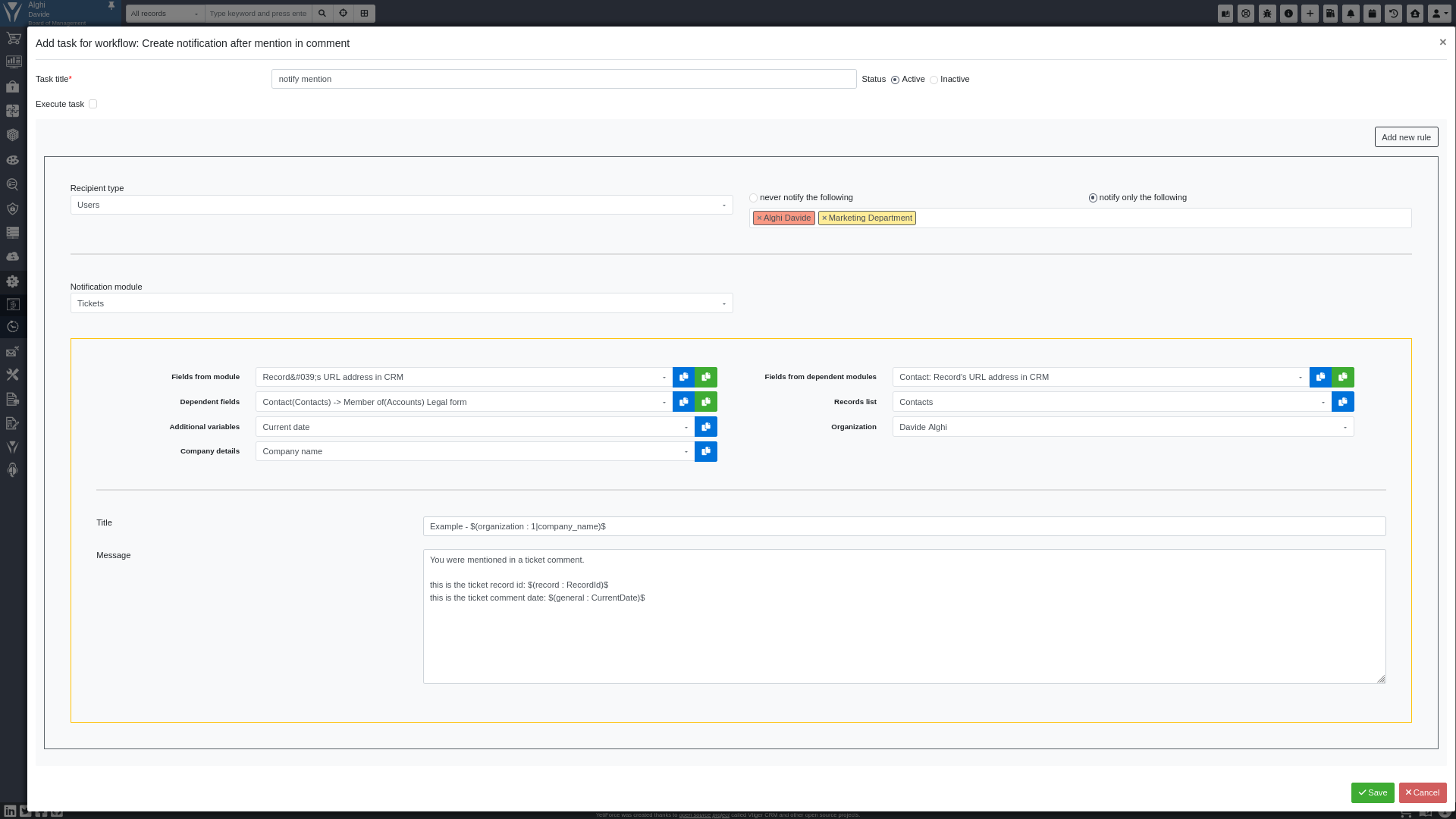 workflow task editing